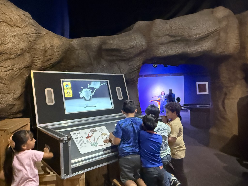 Students learning about rocks