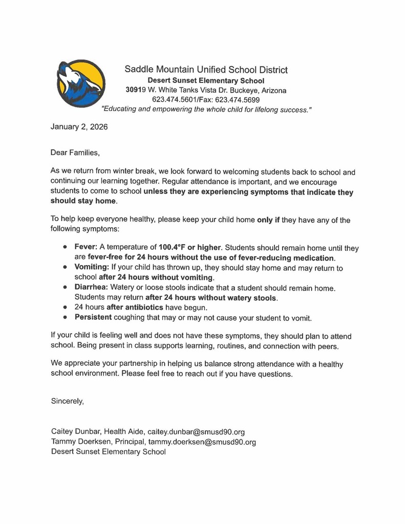 Letter from Health Office