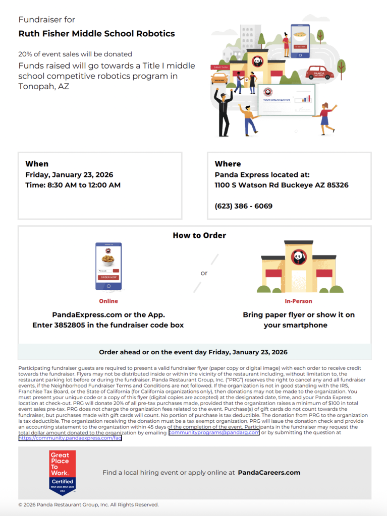 Panda Express Fundraiser Info