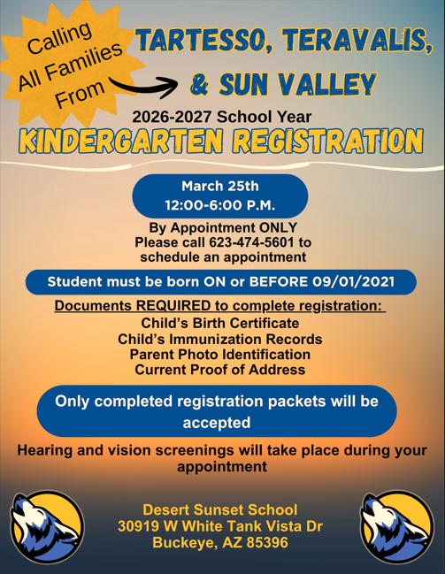 Kindergarten Registraion 2026-2027 School Year