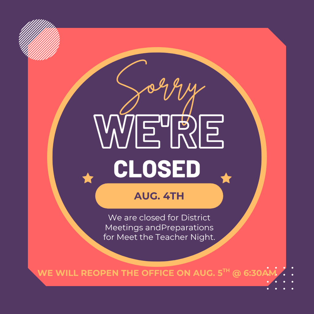 Office closed Tuesday Aug. 4th, 2026