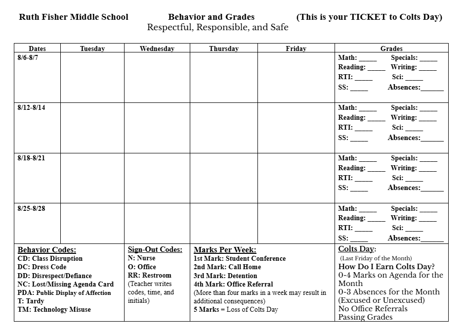 Agenda Card