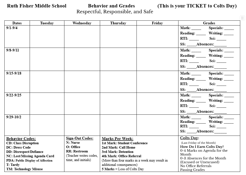 Agenda Card
