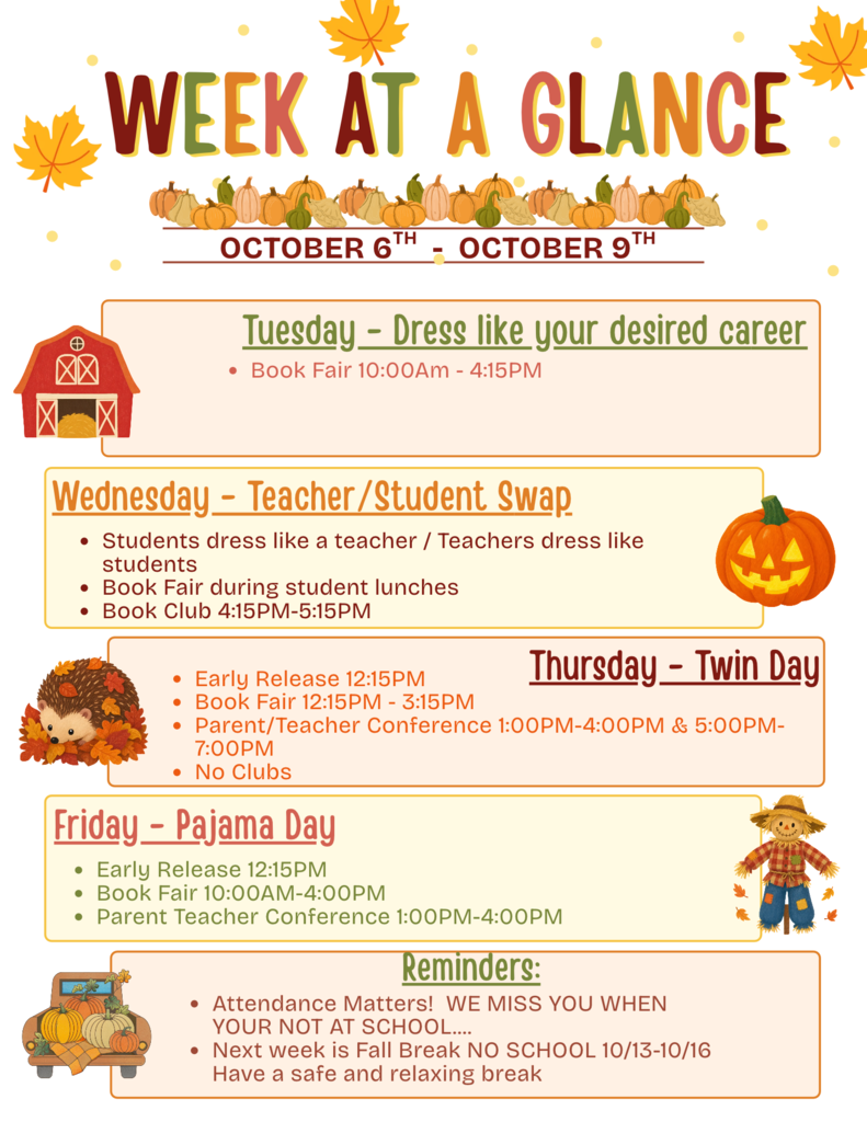 Week at a glance 10/6-10/9