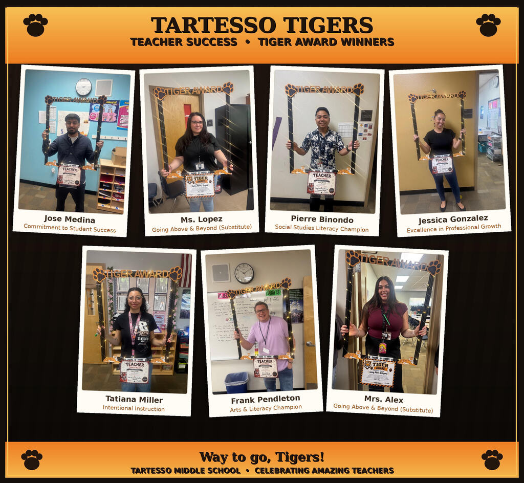 Celebrating the best of the best! 🏆🐾 Huge congratulations to our latest Tiger Award recipients! Thank you for going above and beyond for our students every day. 🧡🖤