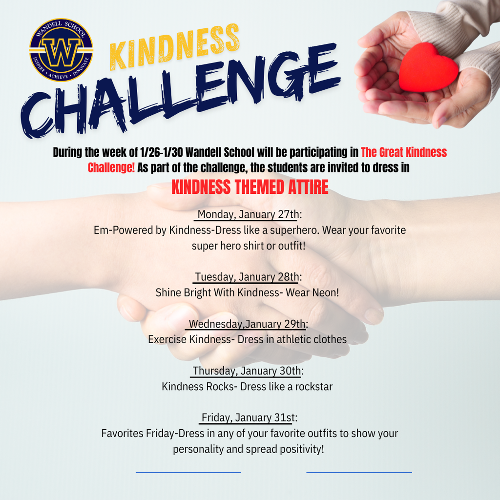handshake with hand with heart and Wandell logo for kindness challenge