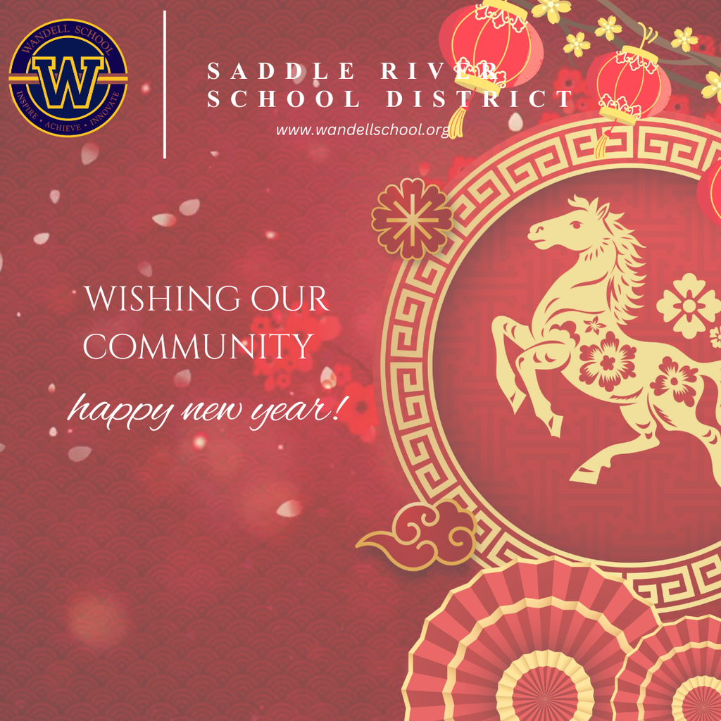 year of the horse graphic in red and gold for lunar new year with Wandell logo