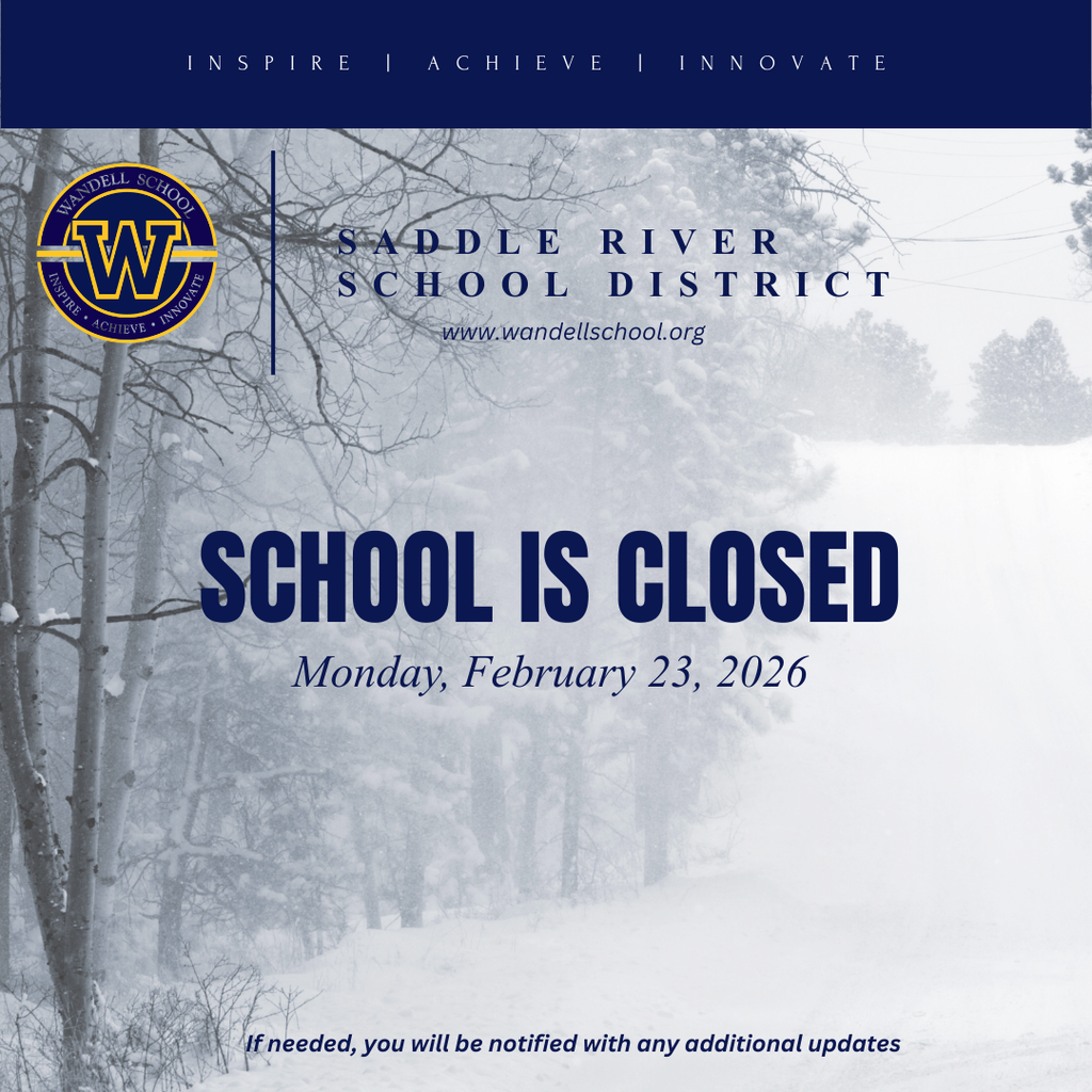 trees with snow background with snow day information and Wandell logo