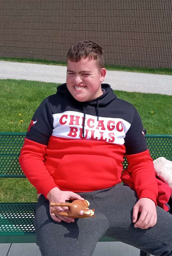 Elliseo is all smiles in his Bulls hoodie