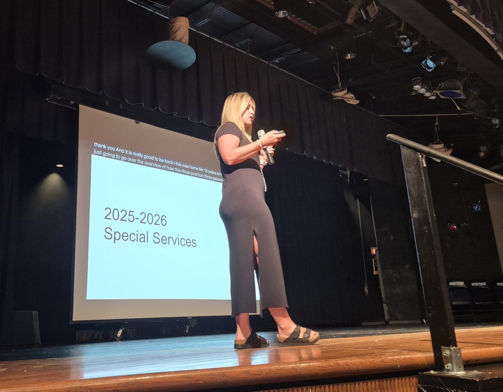 Amanda Smith, Saginaw Township Community Schools Special Education Director presents to district staff