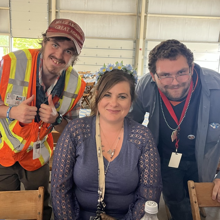 smiling men and women