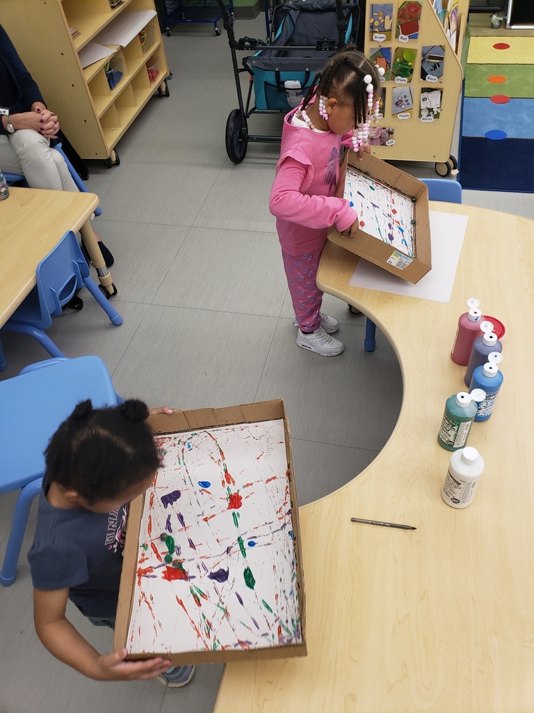Students in Ms. Dawn Rohde's classroom at Jerome Preschool got to participate in marble painting. It was difficult at first to figure out how to maneuver the balls through the paint in a controlled manner, but the children mastered it! #OurStory #SaginawISD