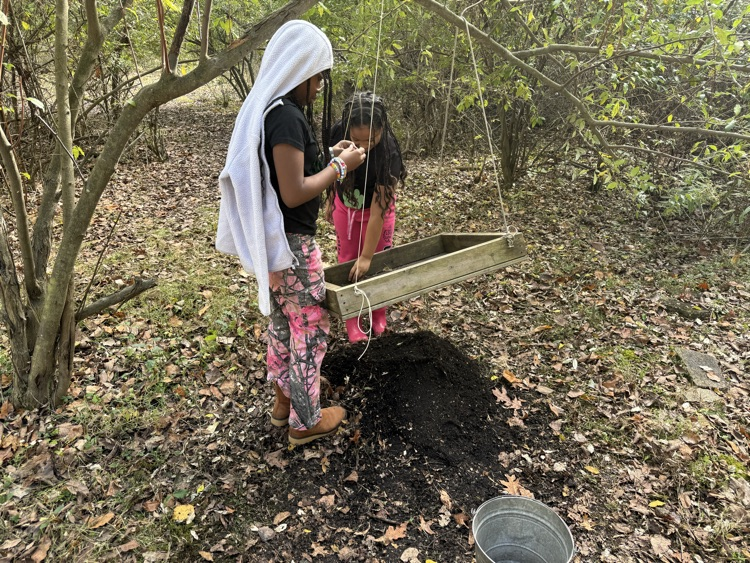 Kids using the sifter.