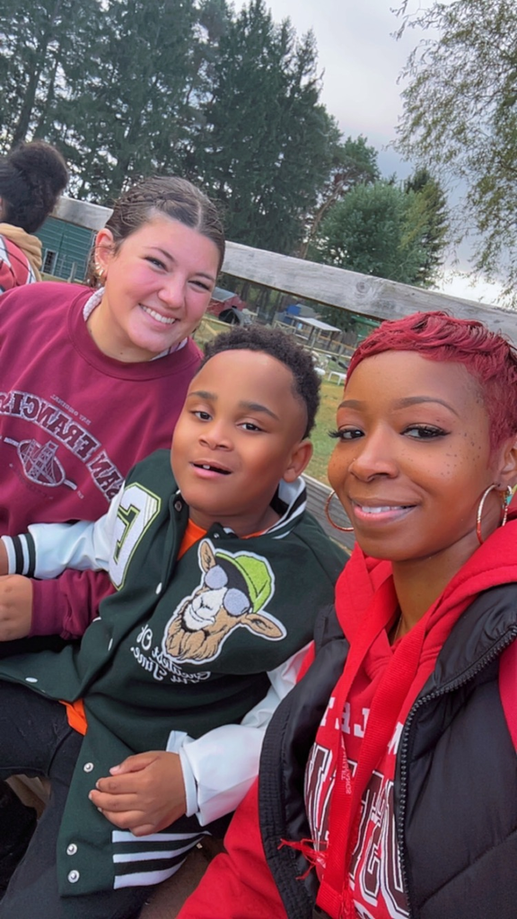 Student enjoying apple barn