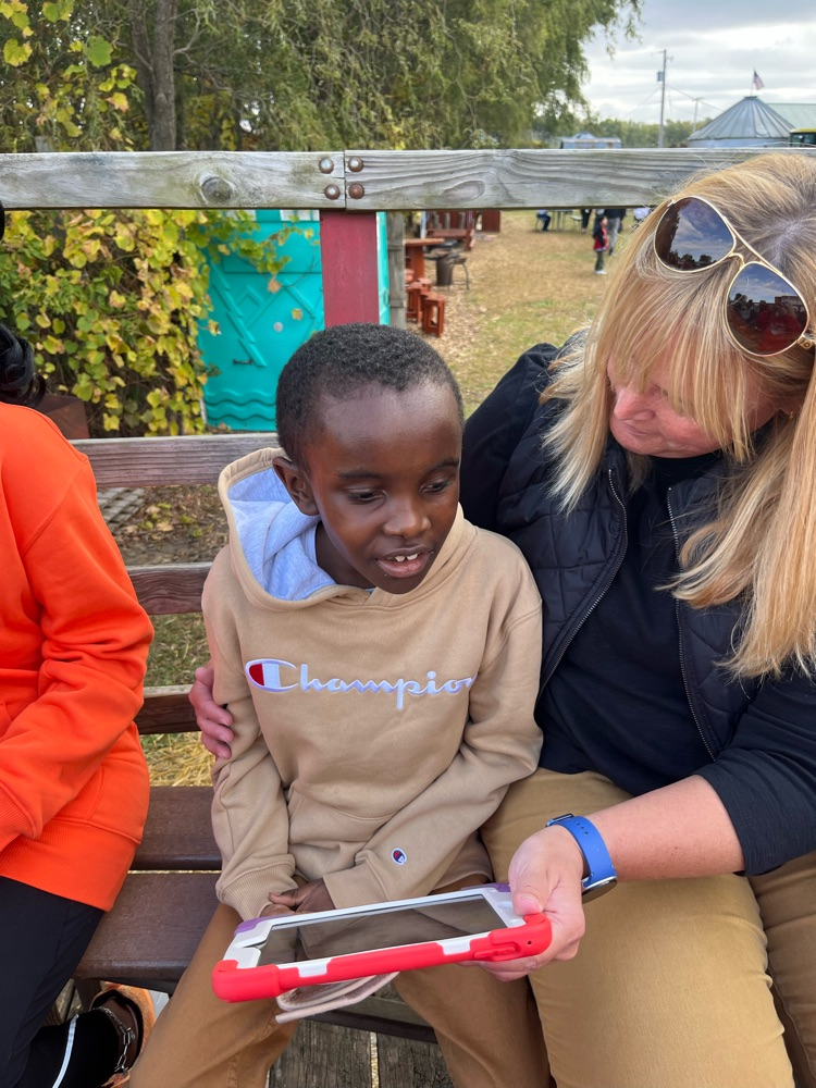 Student enjoying apple barn