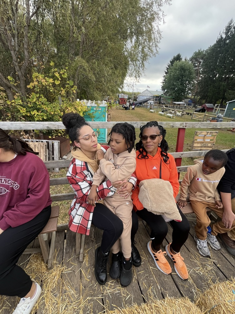 Student enjoying apple barn
