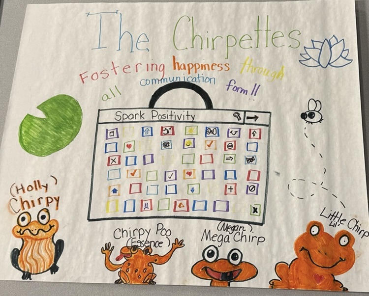 Orange Frog poster that says “Fostering happiness through all forms of communications"
