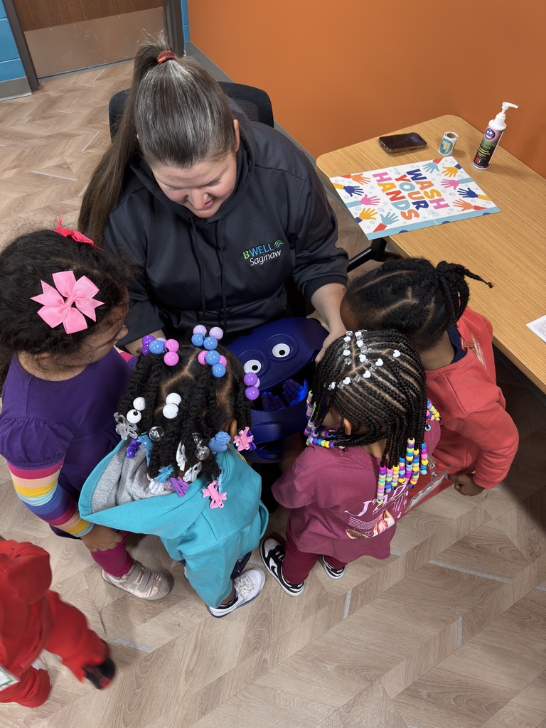 Students checking their hands for germs! 