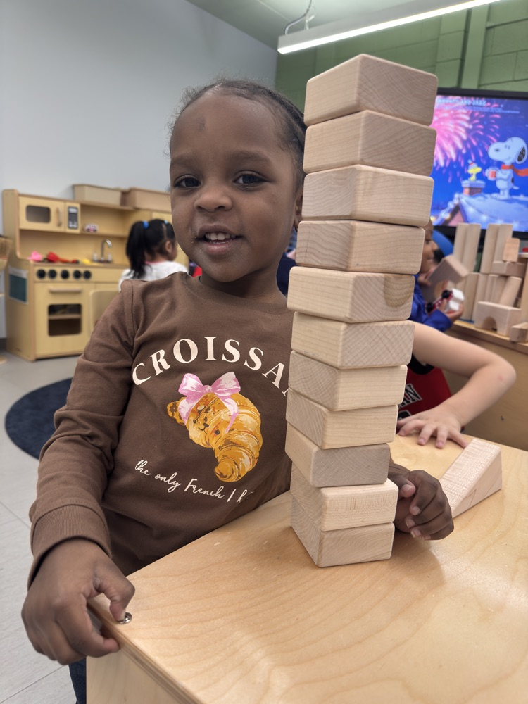 student counting blocks. 