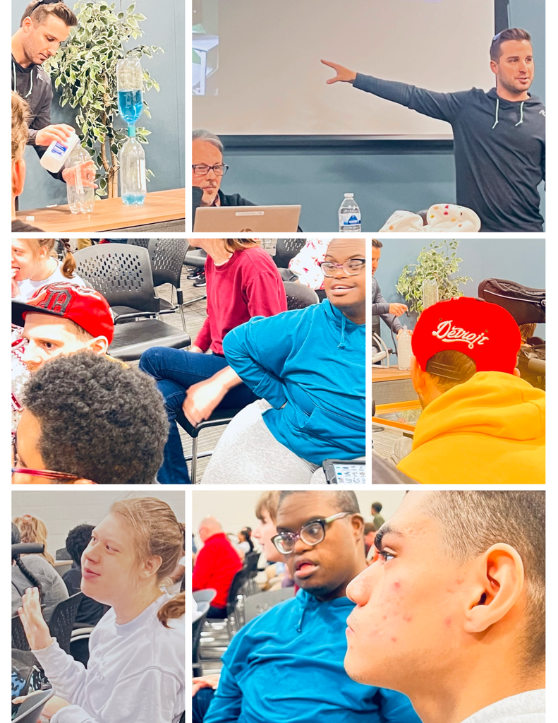 Millet students listen to Chris speak