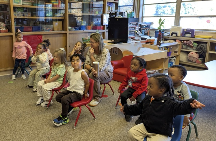 Children listening to the story.
