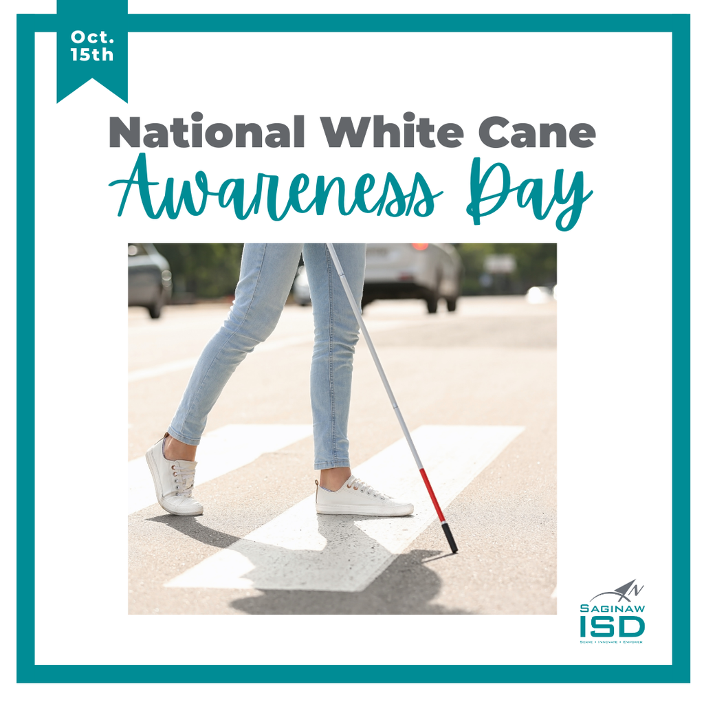 person using white cane to cross street