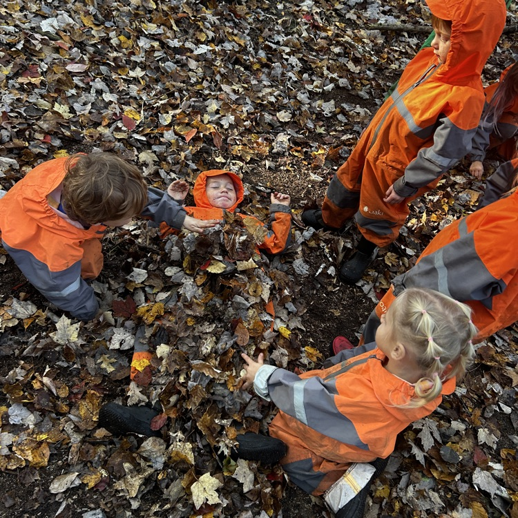 hide and seek in a leaf pile