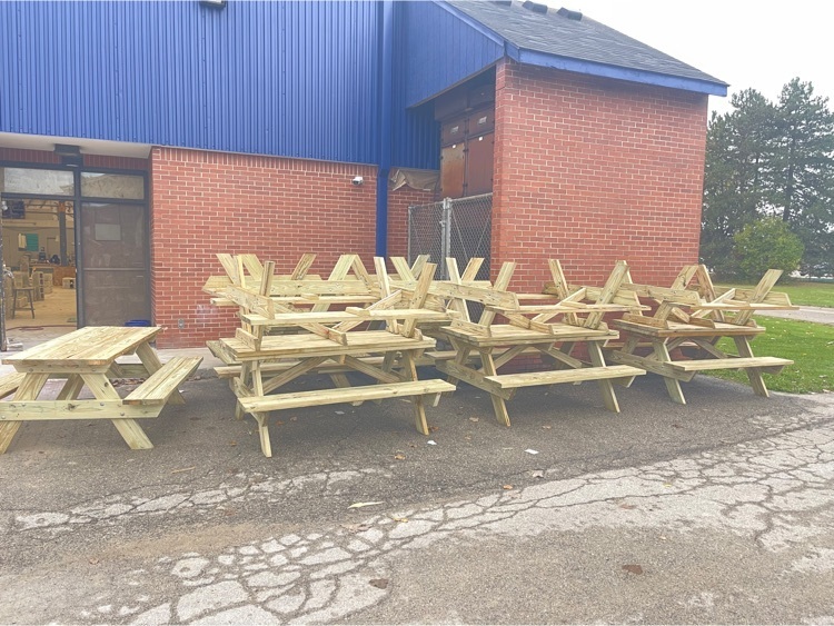 finished picnic tables  