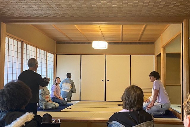 students participating in a Japanese Tea Ceremony