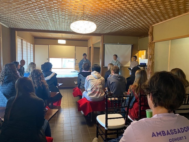 Students listening to the presenters at the Japanese Tea Cultural Center