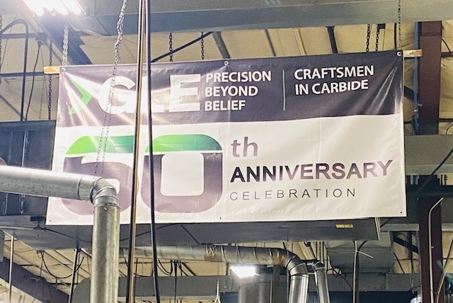 GLE 60th Anniversary Signage which hangs in their machining area