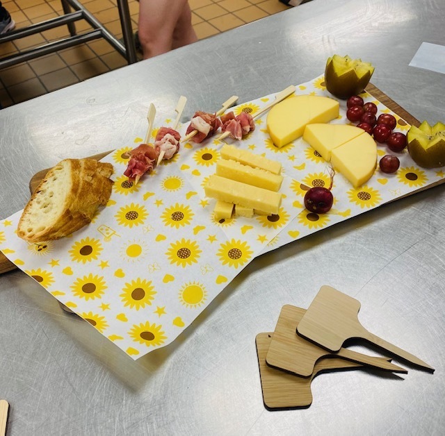 cheese, meat, and fruit board