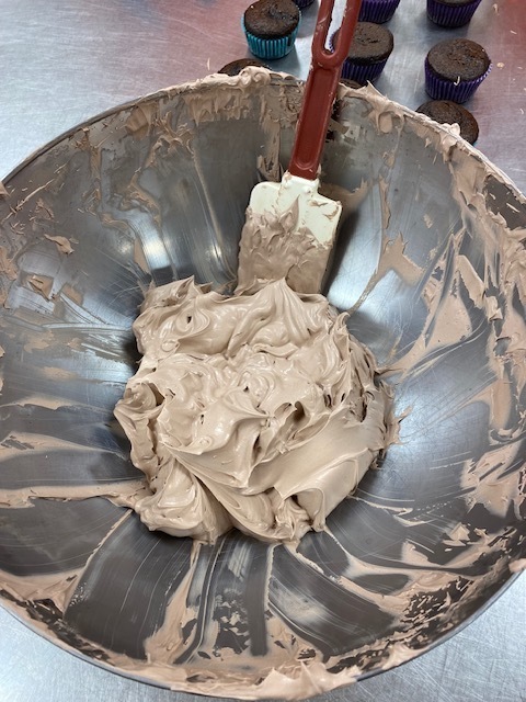 Bowl of chocolate frosting