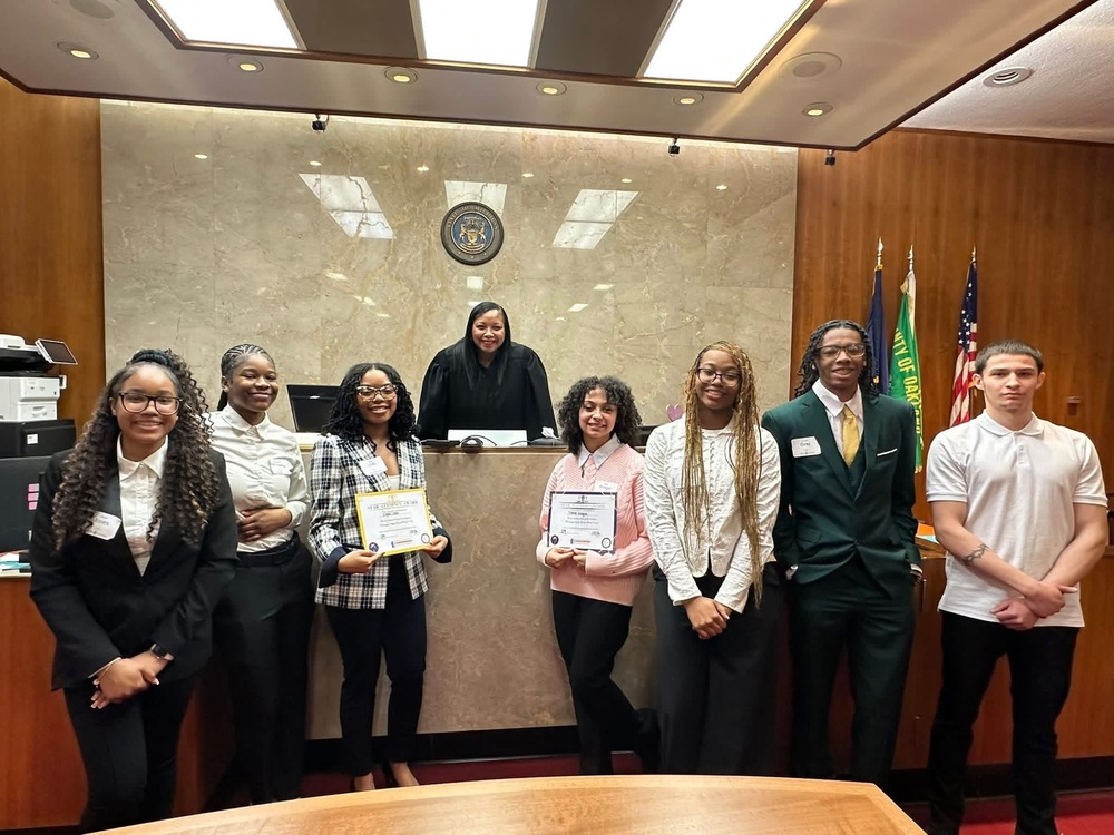 Students at mock court trial