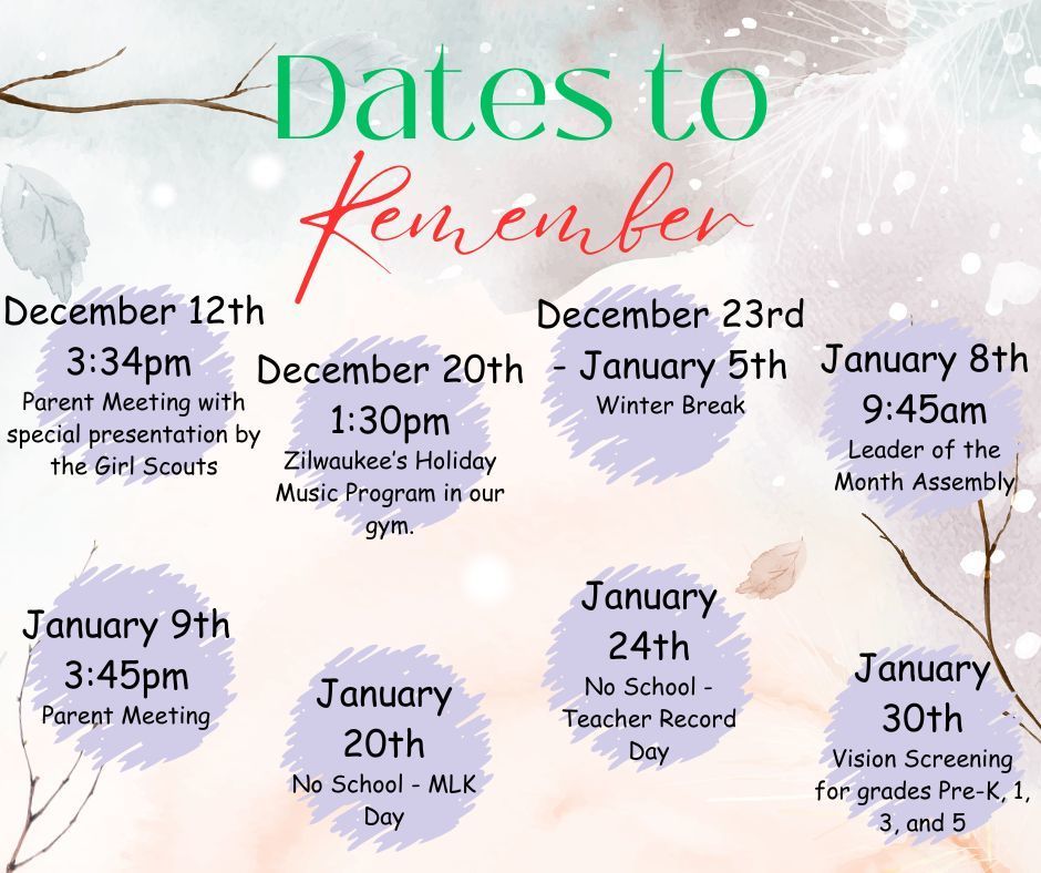 Dates to Remember