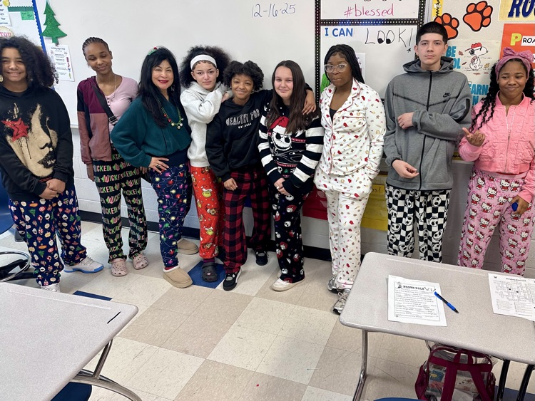 Students and Staff dressed for holiday hype days.