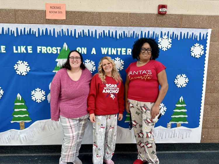 Students and Staff dressed for holiday hype days.