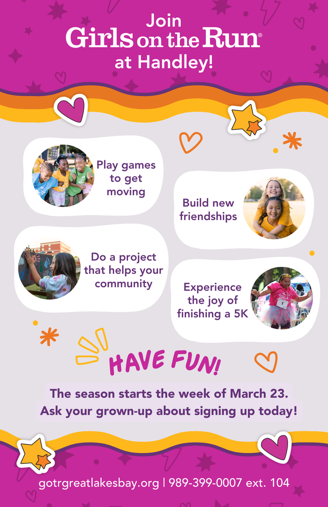 flyer for Girl's on the Run at Handley