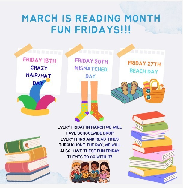 flyer for fun fridays 13th crazy hat day. 20th mismatched socks 27 beach day