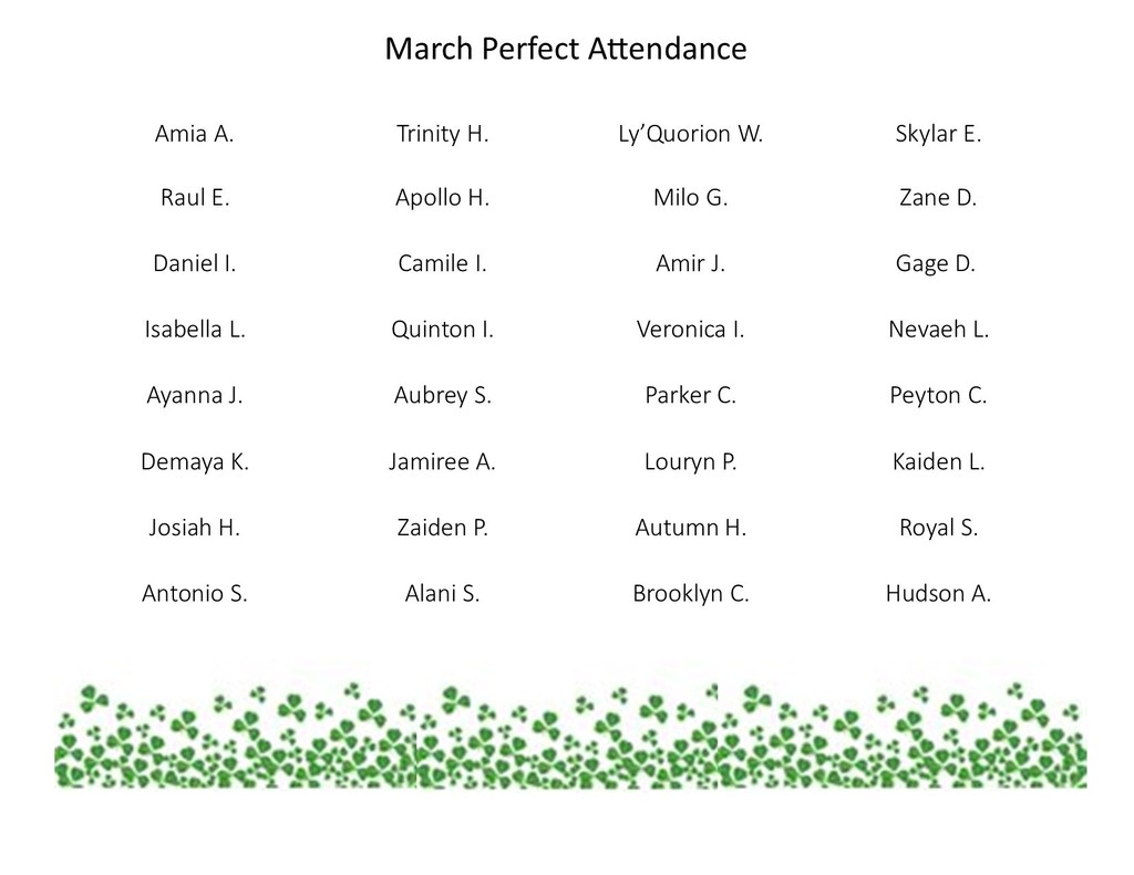 March Perfect Attendance
