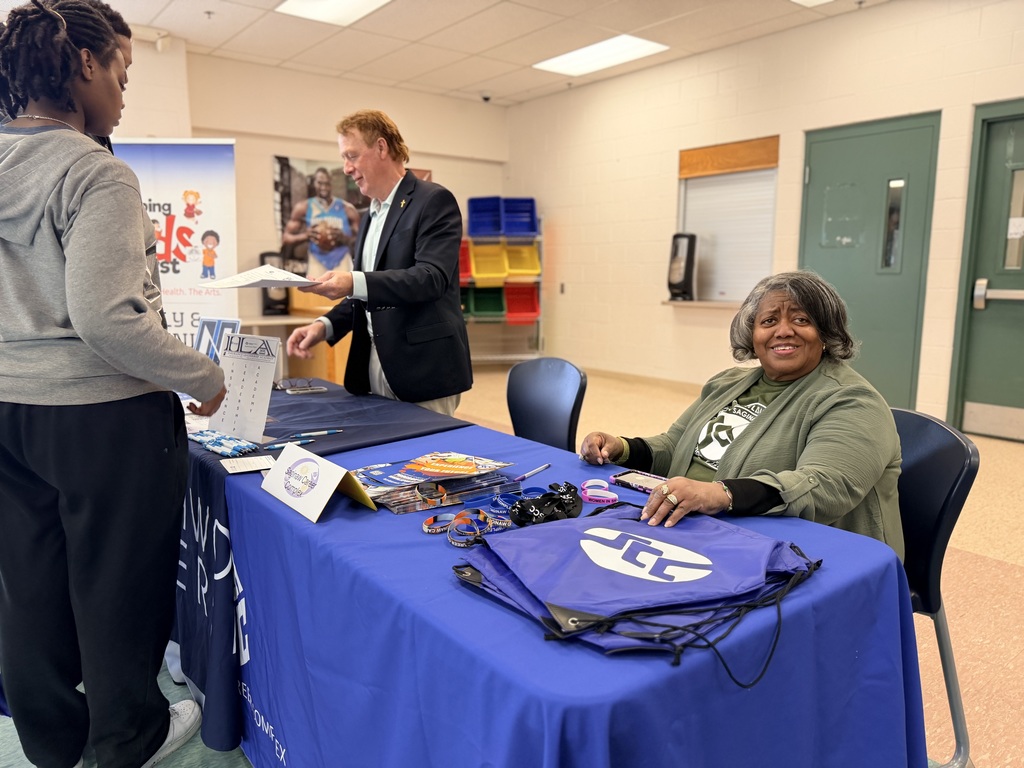 Students at college and career fair