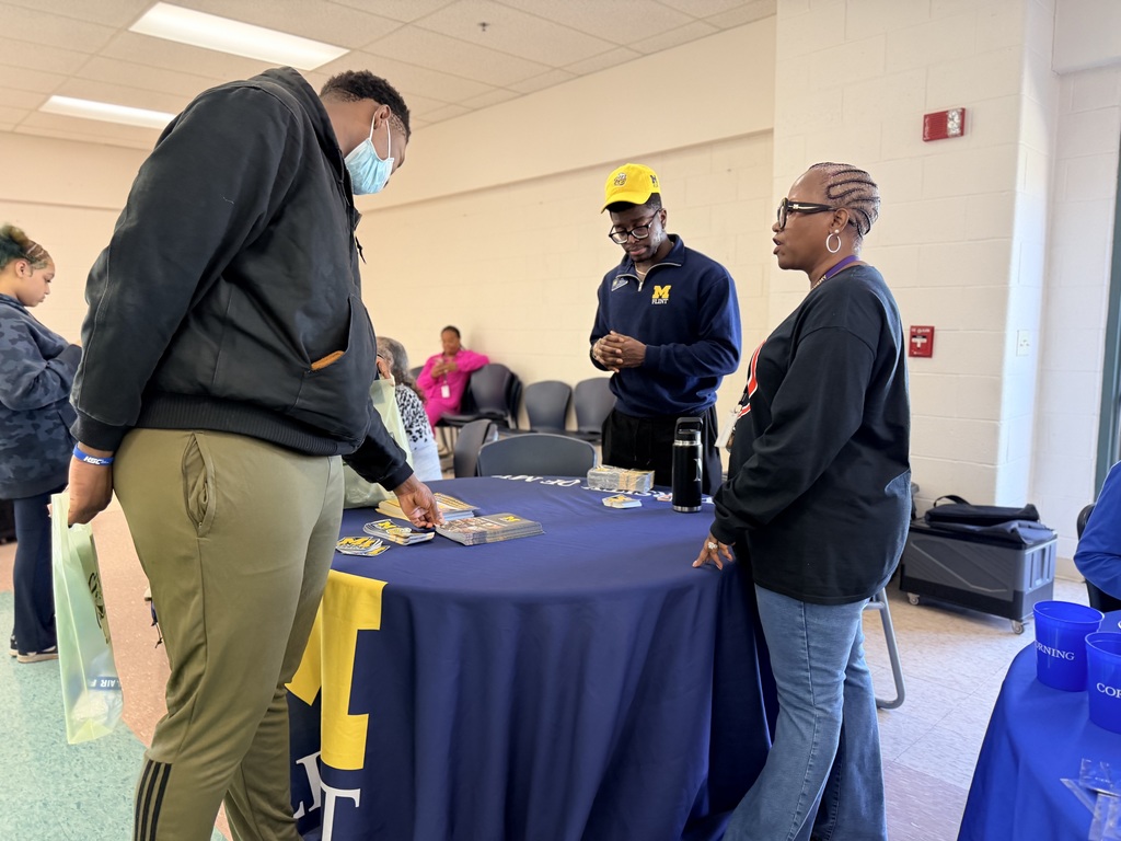 Students at college and career fair