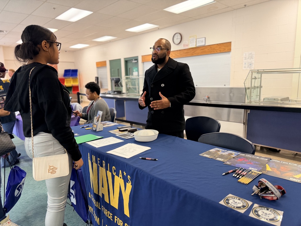 Students at college and career fair