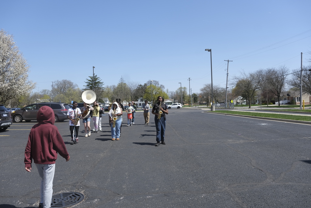 Band Students Practicing for the Parade