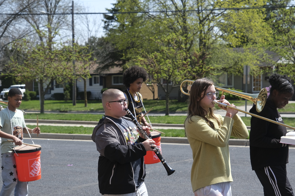 Band Students Practicing for the Parade