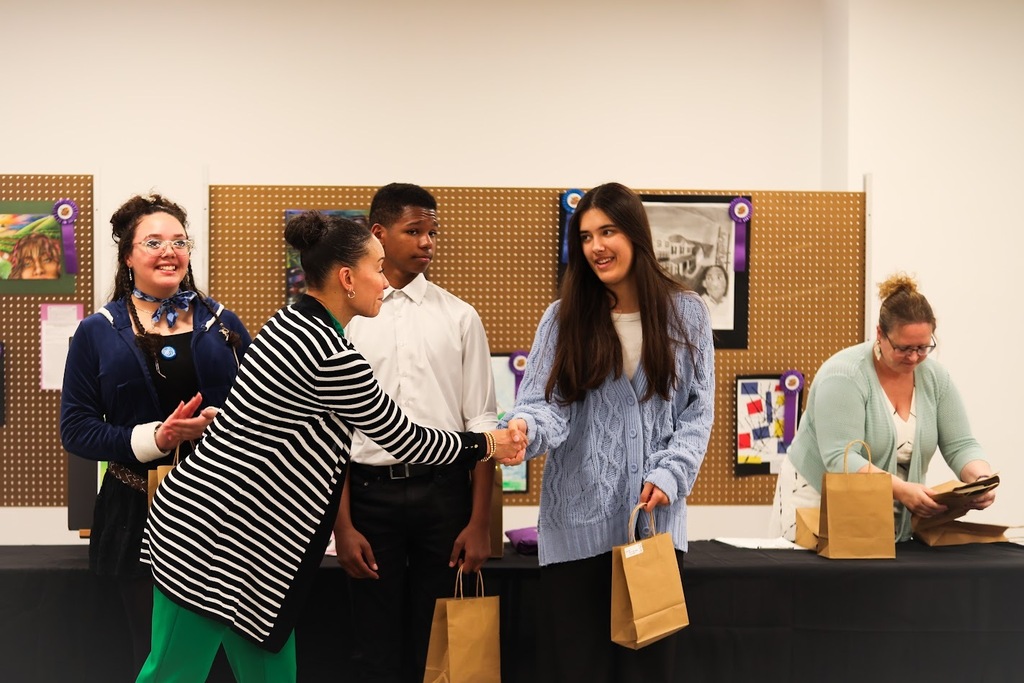 Students at district art show