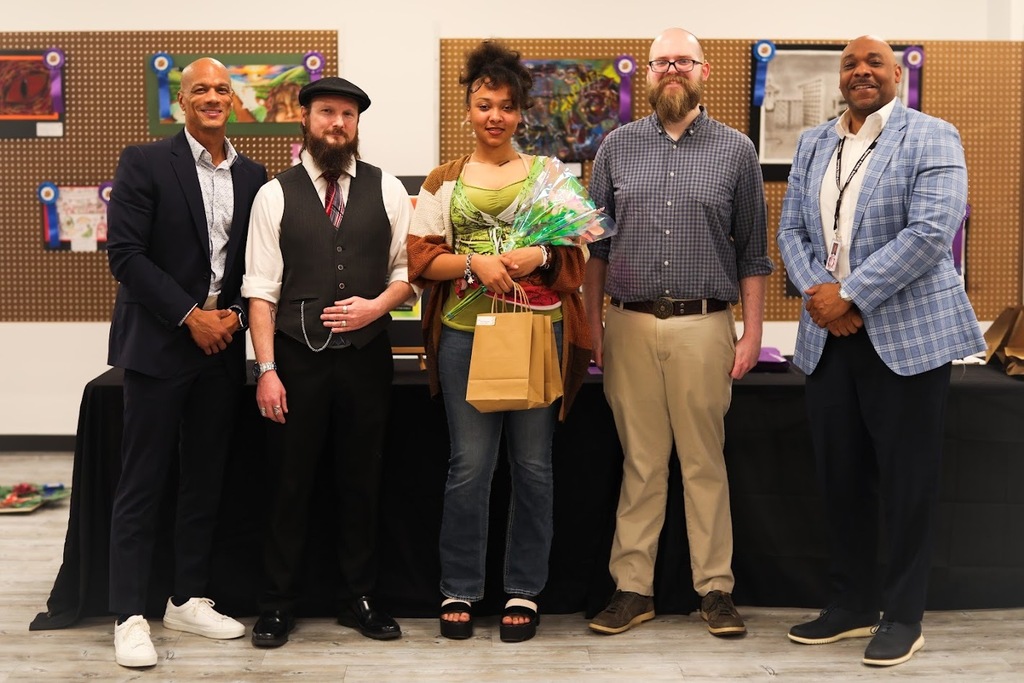 Students at district art show
