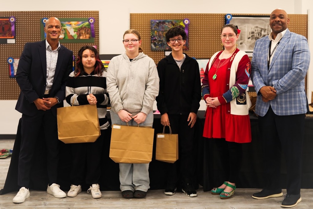 Students at district art show