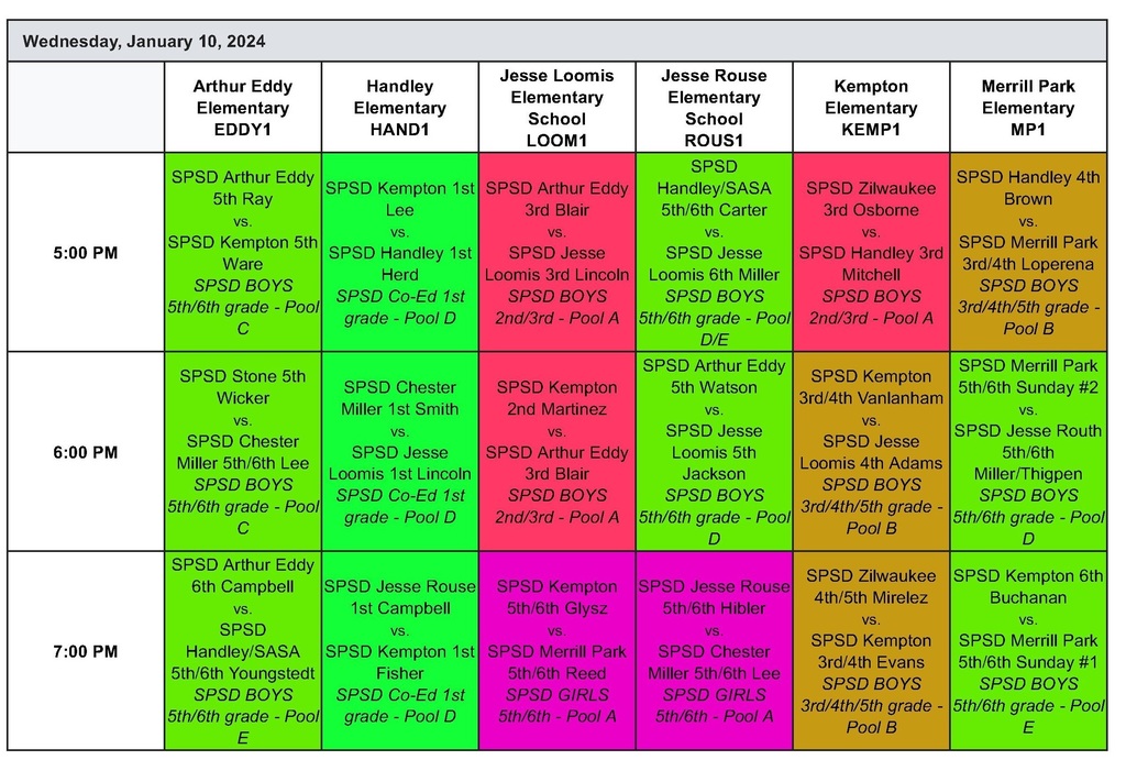 BASKETBALL SCHEDULE