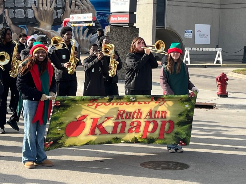 Student band participates in a parade